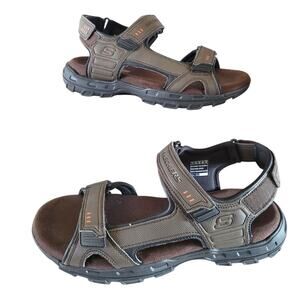 Skechers Mens SZ 11 Garver Louden Brown Outdoor Sandals Adjustable Relaxed Fit